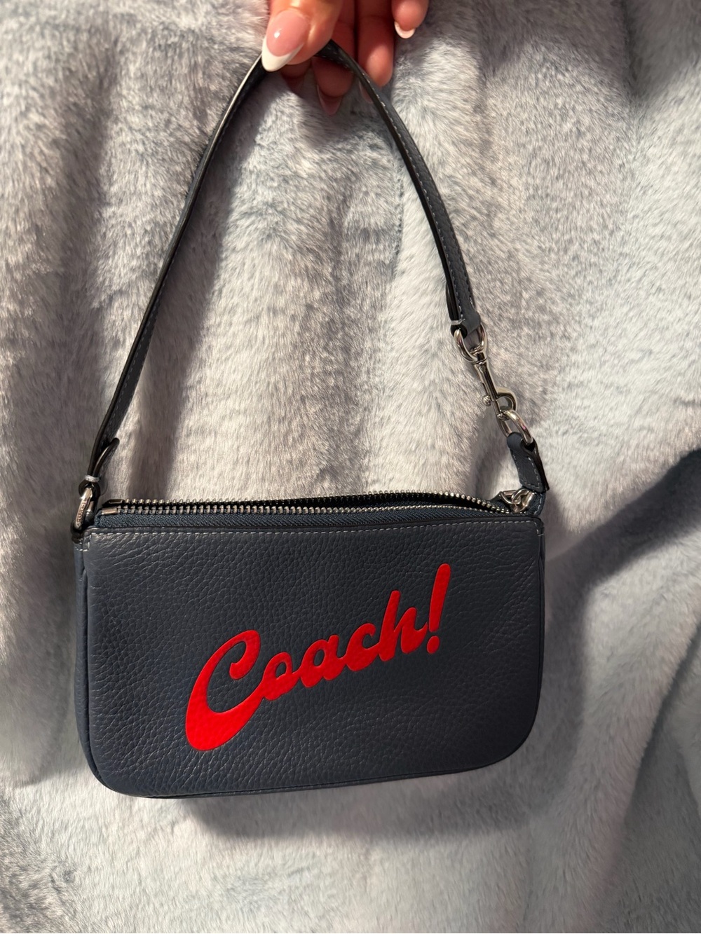 Coach Light Blue Nolita with Red Script